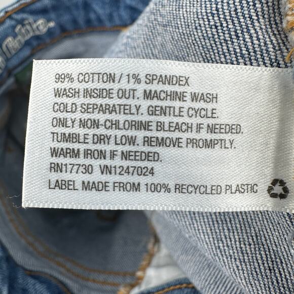 Wild Fable Jean Skirt SZ 10 Medium Acid Wash Denim Distressed Stretch Front Slit - Picture 6 of 6